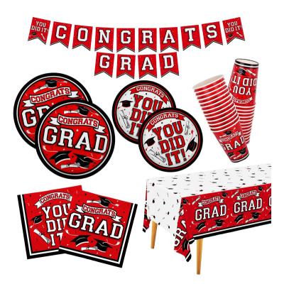 China Wholesale Graduation Disposable Cup Paper Napkins Paper Plates for Graduation and Congratulations Graduate Party Decoration for sale