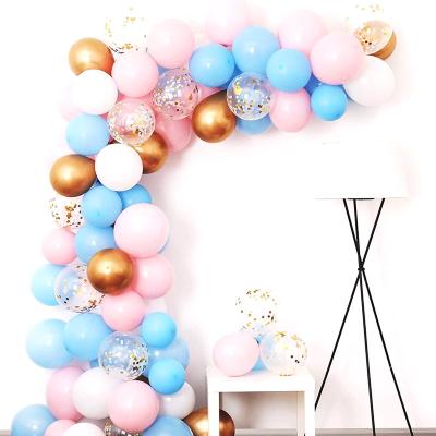 China Balloons Garland Kit Chain and Garland Kit Including Light Blue Pink Gold Confetti Balloons for Gender Reveal Party Decoration for sale