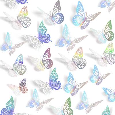 China Metallic 3D butterfly for cake decorations party and birthday party stick made of glossy paper material for sale