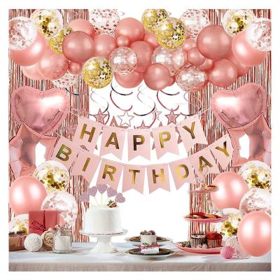 China Latex Balloons Mylar Set Foil Happy Birthday Banner and 18 Inch Big Heart Star Confetti Latex Balloons Set for Party Decorations for sale