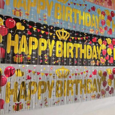 China 0.3*2.7M Spanish Happy Birthday Birthday Party Rain Curtain And Birthday Silk Square Banner For Birthday Party Decoration for sale