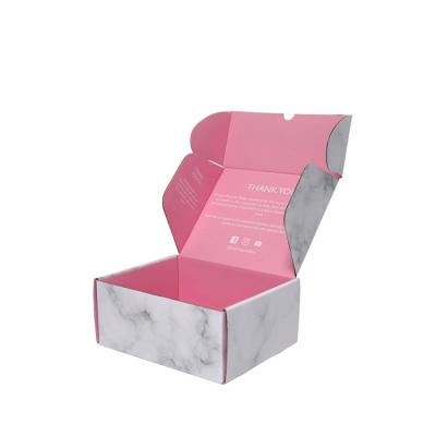 China Custom Recycled Materials Product Recycled Blue Black Brown Pink Gold Mailer Boxes Corrugated Marble Shipping Boxes for sale