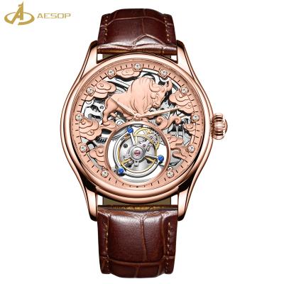 China Alarm China Designers Minimalist Rose Gold Stainless Steel Case Tourbillon Watch for sale