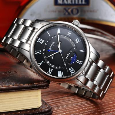 China Aesop Charming Alarm Aesop Luxury ODM Business Elite Stainless Steel Men's Mechanical Cool Automatic Japan Quartz Watch for sale