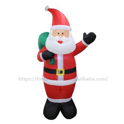 China Polyester 240cmH 8ft Christmas Decoration Giant Inflatable Santa Toy Funny Santa With Giftbag Indoor Outdoor Inflatable Santa for sale