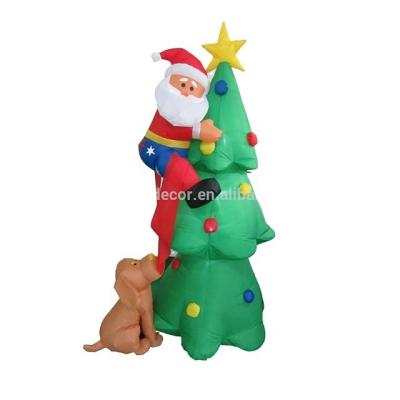 China Firmly 180cm 6ft Christmas Inflatable Santa Claus with Large Inflatable Xmas Tree and Dog Inflatable Yard Decoration Decoration Christmas for sale