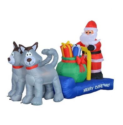 China Inflatable Polyester 180cm Long Christmas, Husky Sleigh With Santa Claus, Christmas Gift Box for sale