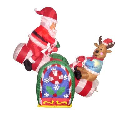 China Decoration 120cm/4ft Festival Inflatable Santa and Reindeer Sitting on Seesaw for sale