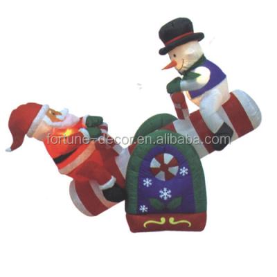 China Decoration 150cm/5ft The Festival Inflatable Santa Claus And Snowman Playing Seesaw Happily For Christmas Decoration for sale