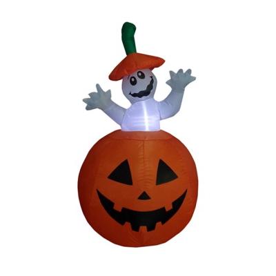 China Halloween Decoration 120cm Inflatable Ghost In The Yard Indoor Inflatable Pumpkin Small Pumpkin Halloween Decoration Funny Ghost for sale