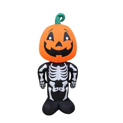 China Festival Decoration 120cm Inflatable Pumpkin Skeleton For Halloween Decoration Halloween Outdoor Inflatable Small Pumpkin Decorative Ghost for sale