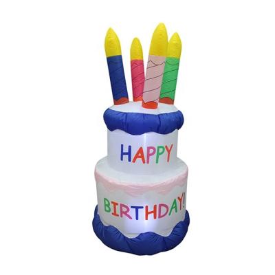 China 180cmH 6ft Polyester Design Giant Inflatable Daily Decoration Indoor Outdoor Inflatable Birthday Cake Cake Topper for sale