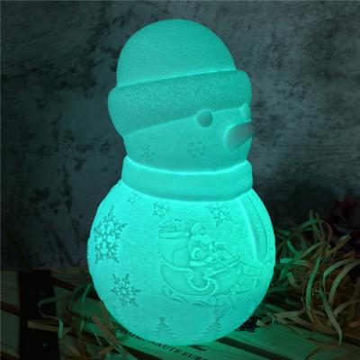 China 2021 modern hot sale dropshipping color changing 3d printing snowman led night lamp with remote control for sale