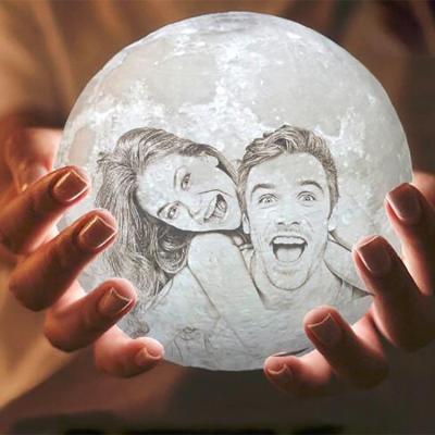 China 15cm Modern Custom Photo Moon Lamp 16 Color Printing 3d Moon Lamp Support Custom Photo And Text for sale