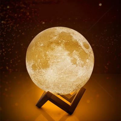 China Modern Kids Lamp Touch Two Colors 8/10/13/15/18/20cm 3d Printing Moon Lamp For Children for sale