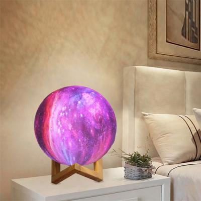 China Modern Moon Lamps Star Sky Moon Lamp 16 Colors 15cm 3d Remote Control Print Led Galaxy Moon Lamp for sale