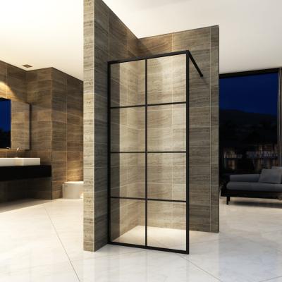 China Matt Black Aluminum With Stripe Modern Walk-In Shower Enclosure BL-B040 for sale