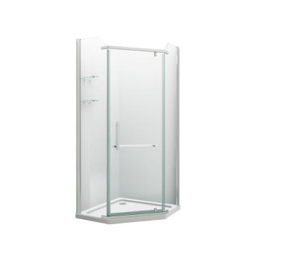 China Modern Luxury Diamond Shape Hinge Door Tempered Shower Glass Enclosure for sale