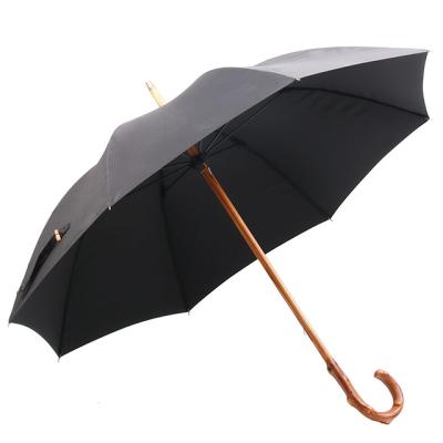 China Luxury 25 Inch Wooden Umbrella Stick Handle Shaft Classic Minimalist Manual Open Umbrella for sale