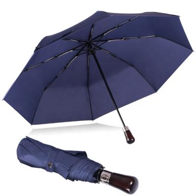 China All In 1 Handle 2021 Solid Wood Advertising Folding Automatic Umbrella Windproof Umbrella for sale