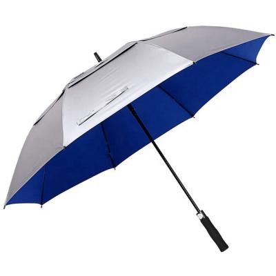 China 30/34 Inch Minimalist High Quality Promotional Titanium Silver Fiber Golf Umbrella for sale