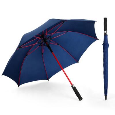 China Ultra-high-strength Modern Golf Fiberglass Material Straight Umbrella Large Windproof Umbrella for sale