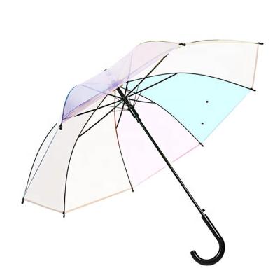 China Morden Gradient Luxury Rainbow Upright Umbrella With Logo Printing Transparent Umbrella for sale