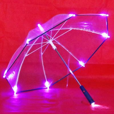 China Custom Art Decor Umbrella Promotional Kids Umbrella Led Light Luminous Glow Clear POE Sun Rain Transparent Umbrellas For Kids for sale