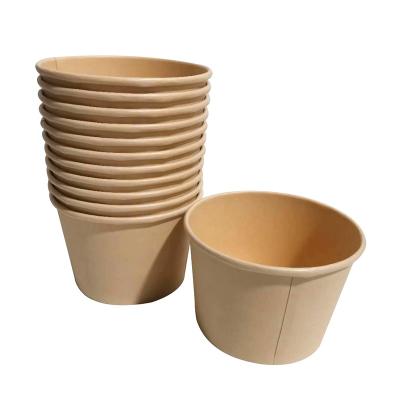 China Biodegradable Kraft Paper Plant Outlet Packaging Paper Bowl Biodegradable Material Salad Bowl With Lid for sale