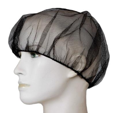 China Elastic On Brim Black Nylon Hair Net Disposable Women's Hair Cap for sale