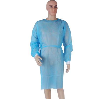 China With Collar High Quality Blue Disposable CPE Gown With Thumb Loops for sale