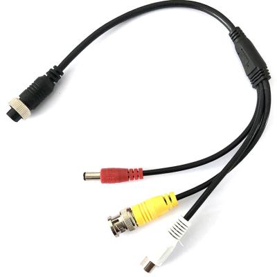 China Custom Cu+plastic Length 4 Pin Male Plug Aviation Head Cable For Car Video Audio CCTV Camera for sale