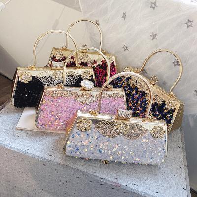 China High-grade style sequin evening banquet bag Korean fashion new style shiny mobile phone handbag women shoulder cross - small body bag for sale