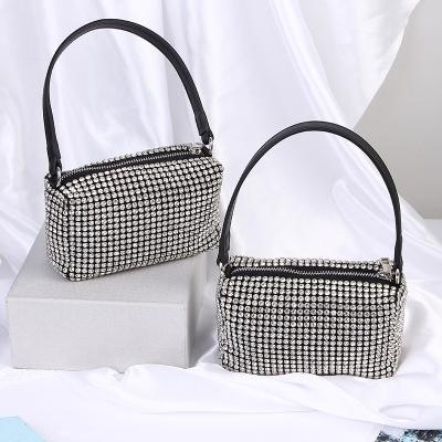 China New Handmade Bling Polyester Rhinestone Bag For Full Diamond Tote Armpit Carry Clutch Evening Dinner Place Handbags For Women Luxury for sale