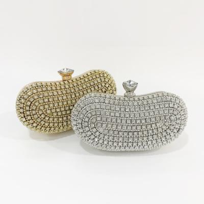 China 2021New Luxury Rhinestone Lady's Crystal Diamond Chain Peanut Ball Bag Rhinestone Lady's Shoulder Handbag Fashion Clutch Bag Bling PVC Design for sale