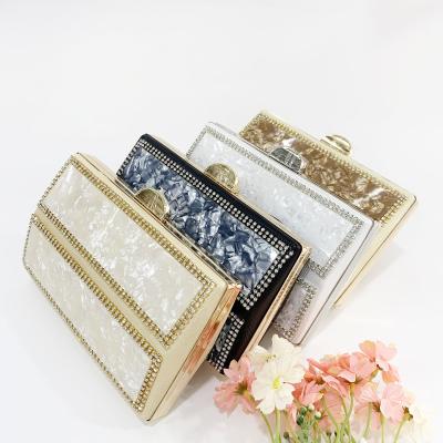 China New style PU marbling high grade acrylic handbag women feast nightclub dress acrylic clutch bag with single chain for sale