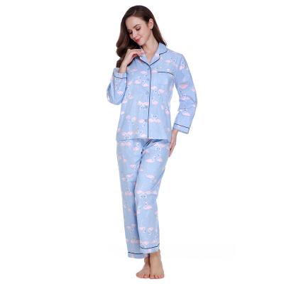 China Women's QUICK DRY Flannel Long Sleeve Pajamas Suit, 100% Cotton Pajamas for sale