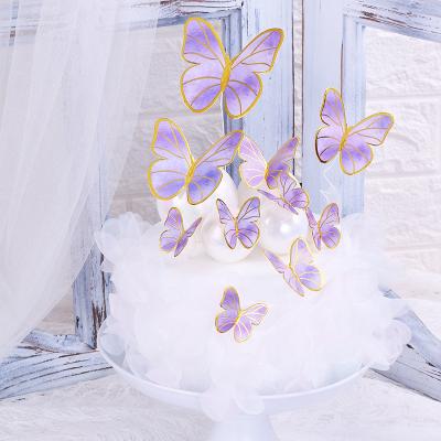 China Cheapest Hand Painted Paper Cake Toppers Viable Tool Butterfly Cake Decorating Cake Topper For Girl Birthday for sale