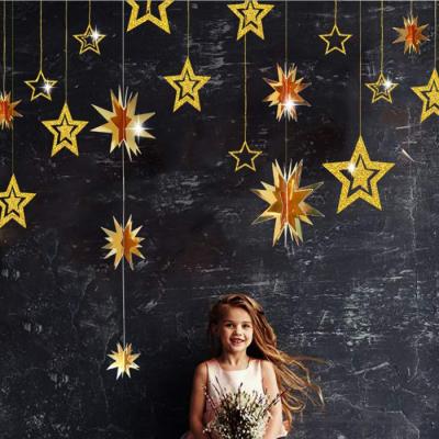 China Garland New Year Christmas Decoration 3D Paper Star Indoor Indoor Outdoor Paper Garland for sale