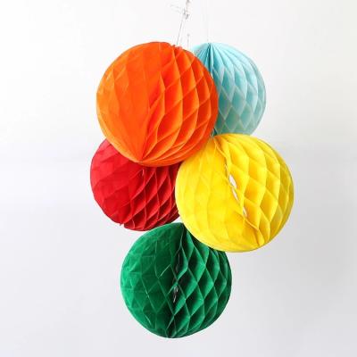 China Large Green Paper Craft Honeycomb Paper Flower Ball Yellow Blue Red White Wedding Party Festival Event Birthday Home Decorations for sale