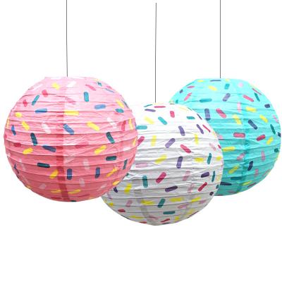 China Europe Paper Lantern Mall Window Decoration Party Lantern Paper Flower Ball Customizable Printed Hanging Combination for sale