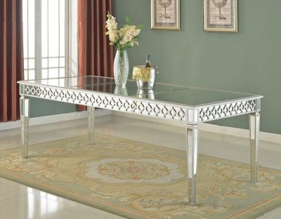 China 83 Inch Traditional Big Long Circles Design Glass Mirror Rectangle Event Wedding Dining Table Furniture for sale