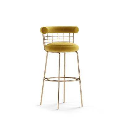 China New Arrival Modern Bar Furniture Brass Gold Stainless Steel Bar Stools Velvet Fabric Bar Chair For Home Hotel for sale