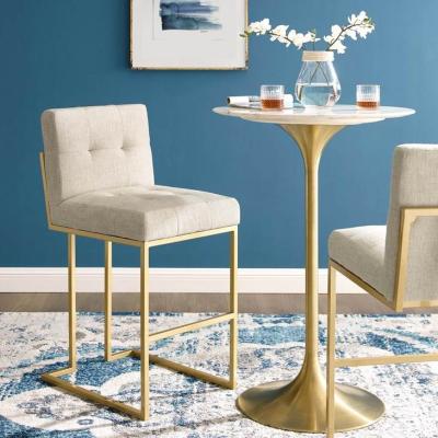 China Fashion Gold Stainless Steel Contemporary Frame Upholstered Fabric Bar Stool Umpire Chair Commercial Bar Furniture for sale