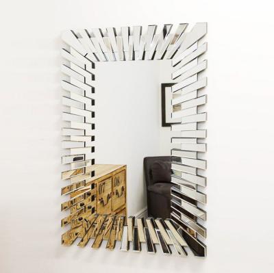 China Handcrafted Contemporary Frameless Home Mirror Rectangle 3D Decorated Venetian Mirror for sale