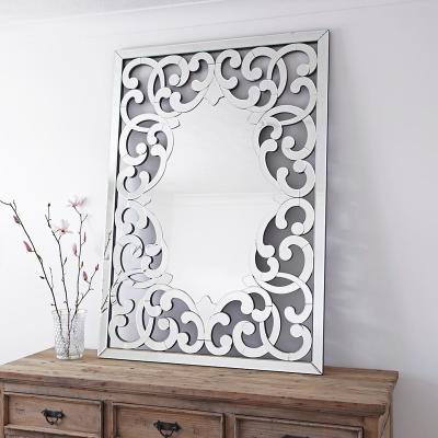 China Large Venetian Flower Rectangle Wall Mirror Home Decor Venetian Wall Mirror Style for sale