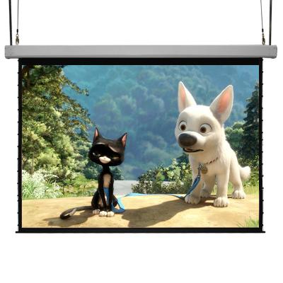 China Home Theater Wall Mounted Aluminum Electric Projection Screen 100Inch 120Inch 150Inch Motorized Electric Projector Projector Screen for sale