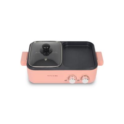 China Mini Frying Non-Stick Portable Electric Hotpot Pan Liner Electric Grill With Hot Pot for sale