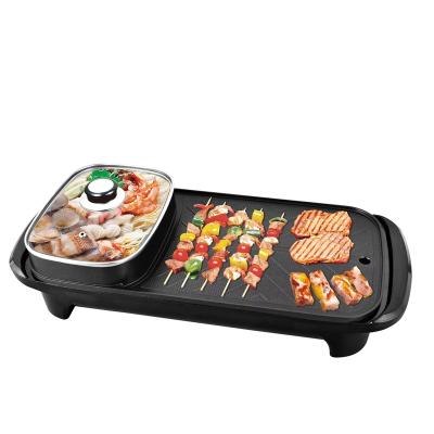 China Multi Function Non Stick BBQ Grill Electric Hot Pot Non Stick Coating Electric Hotpot for sale