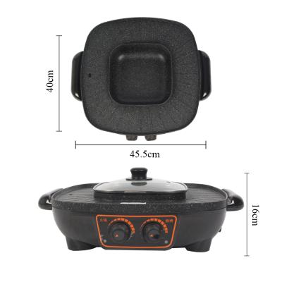 China Barbecue and hotpot pan non-stick coating grill and hot pot barbecue pan steamer with grill for sale